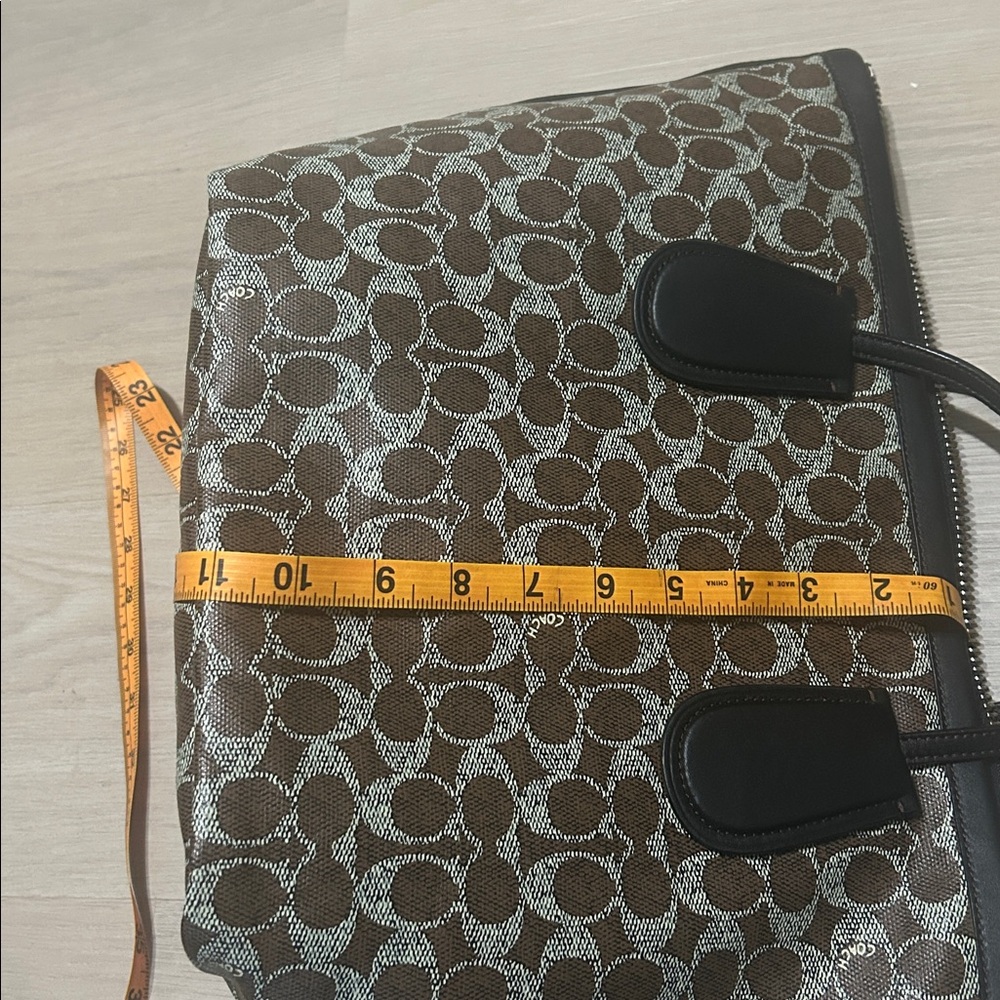 Coach Brown Signature Canvas Tote with Dark Trim and Pouch - Picture 9 of 15